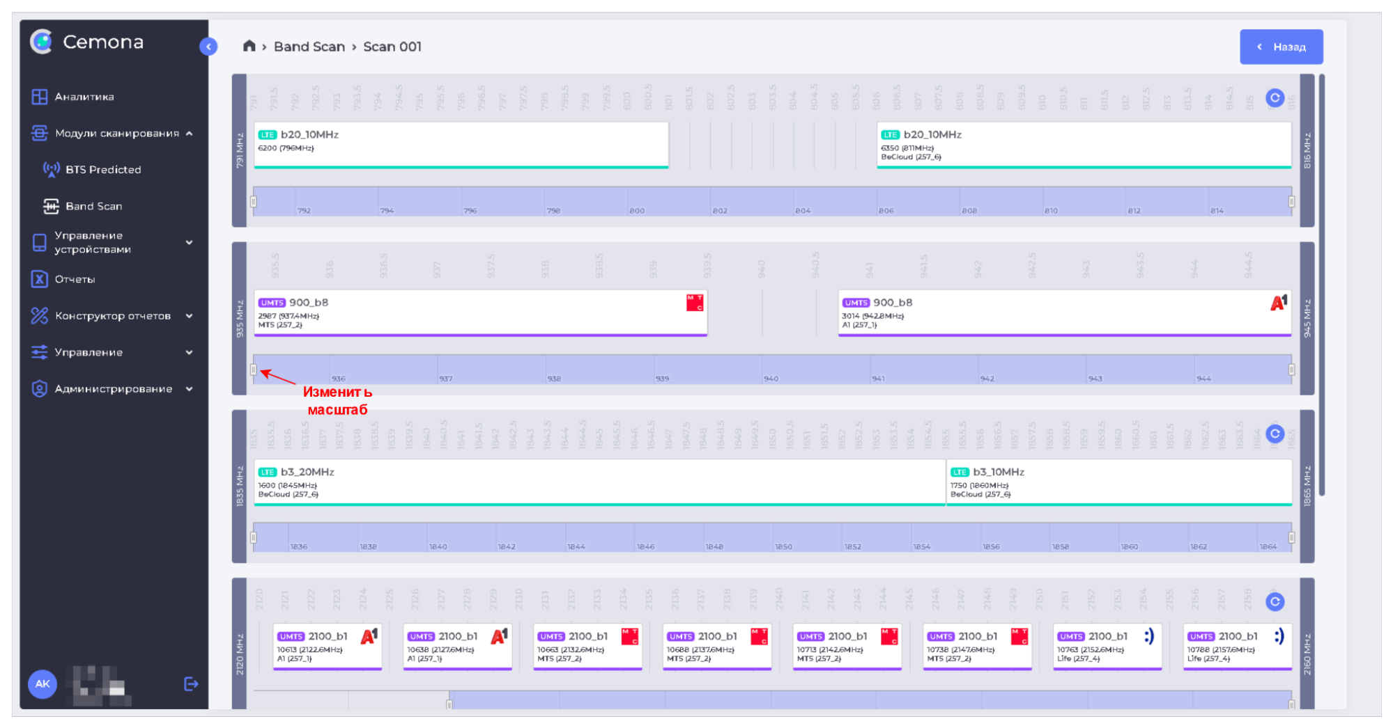 Рис.5.5 Результаты сканирования